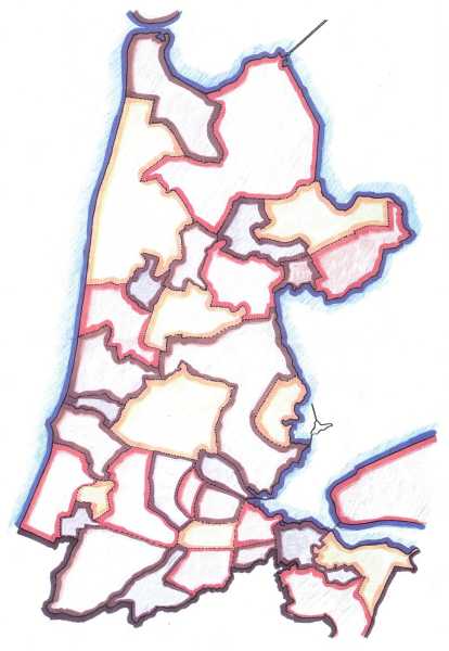 Landkaart van Bisdom Haarlem met de nieuwe regioindeling