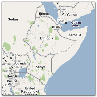 Ethiopië en Kenia (bron: Google Maps)