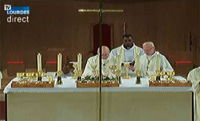 Mgr. Van Burgsteden concelebreert tijdens de Internationale Hoogmis in het heiligdom te Lourdes
