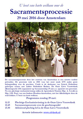 Uitnodiging Sacramentsprocessie Amsterdam