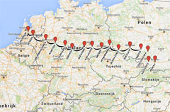 WJD-wielrenners routekaart