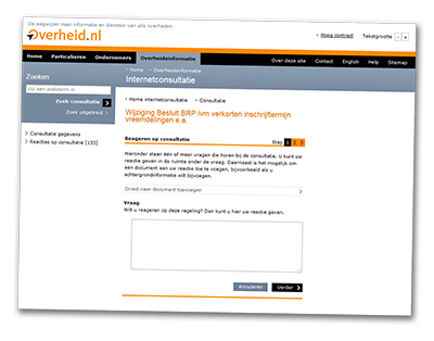 Doe mee aan de internetconsultatie op overheid.nl