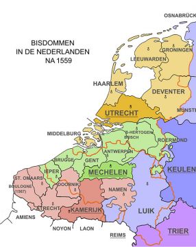 De bisdomstructuur na de bul Super Universas in 1559