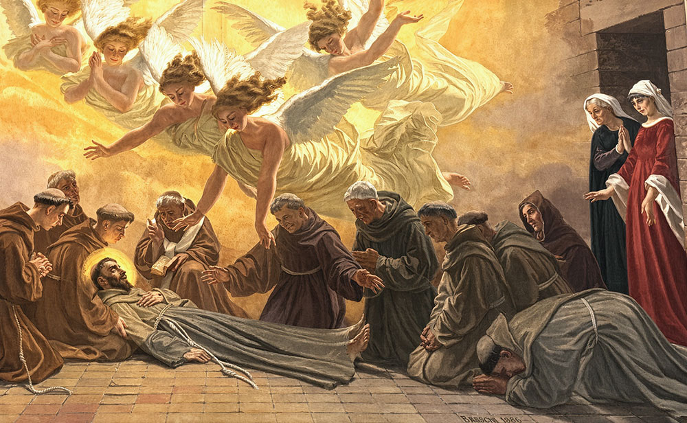 Het transito van Franciscus van Assisi, fresco door Domenico Bruschi